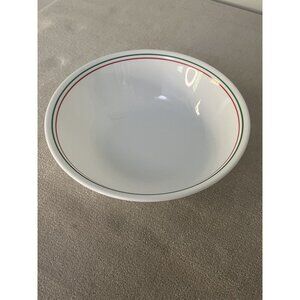 Corelle White Bowl With Red & Green Stripes
